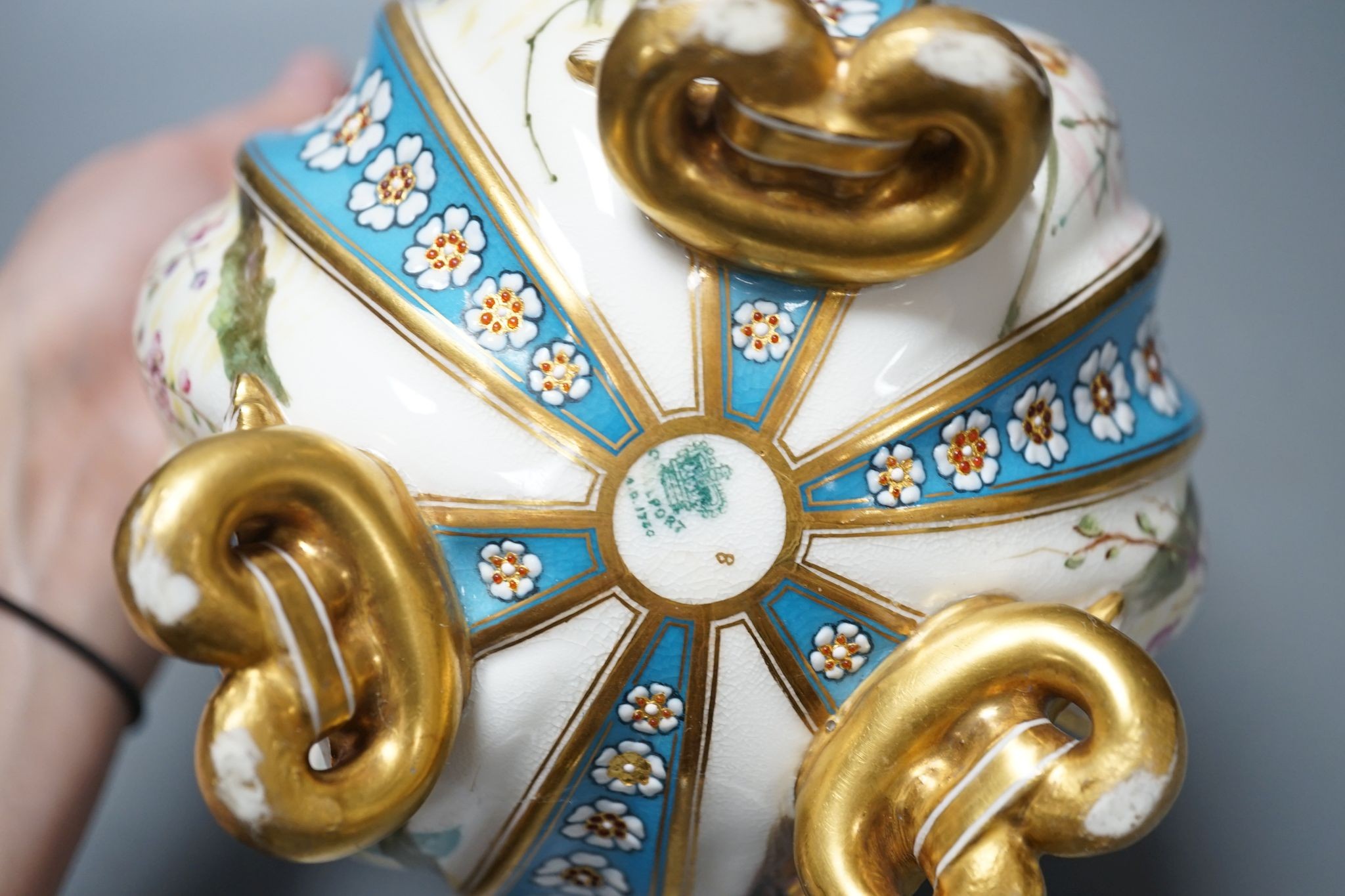 A Coalport vase painted by John Randall, 1880's, 17cm